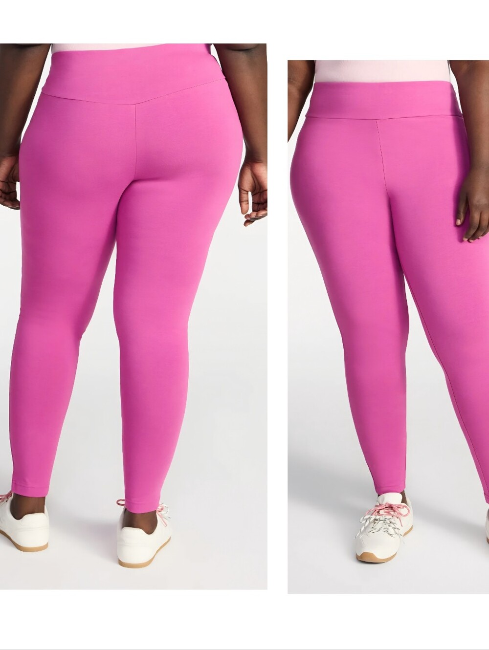 Terra & Sky Women's Plus High Waist Ankle Length Leggings, 27" Hot Pink
